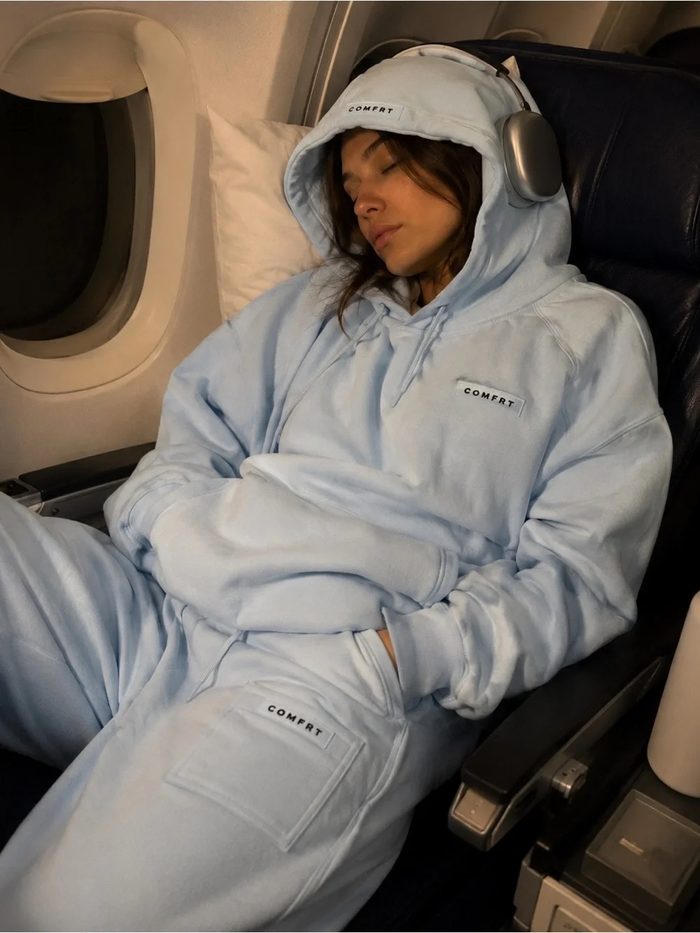 Comfrt  Airplane Mode VIP Baby Blue Loungewear Set (2-Pack). Size Large